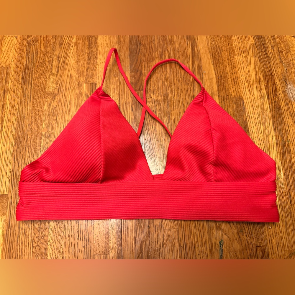 H&M Ribbed Red Bra Top – Size 12 Women's Adjustable Straps